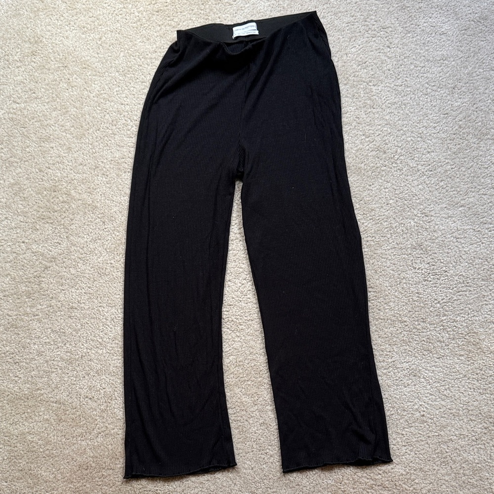 Urban Outfitters Black Ribbed Lettuce edge pants